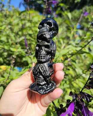 Hear No, Speak No, See No Skull Carving