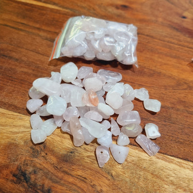 Large Rose Quartz Drilled Chip Bag