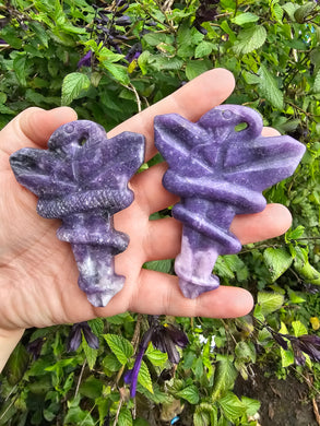 Lepidolite Serpent Carving