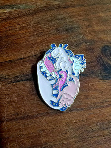 Dinosaur Heart Bag Pin