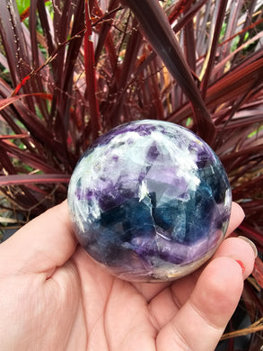 Rainbow Fluorite Sphere With Snowflake Inclusions