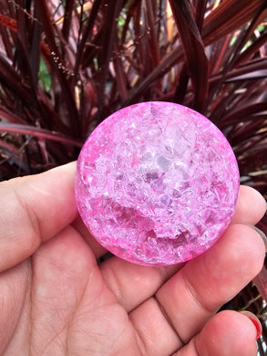 Dyed Pink Crackle Quartz Sphere