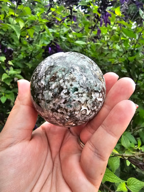 Green and Red Moss Agate Sphere