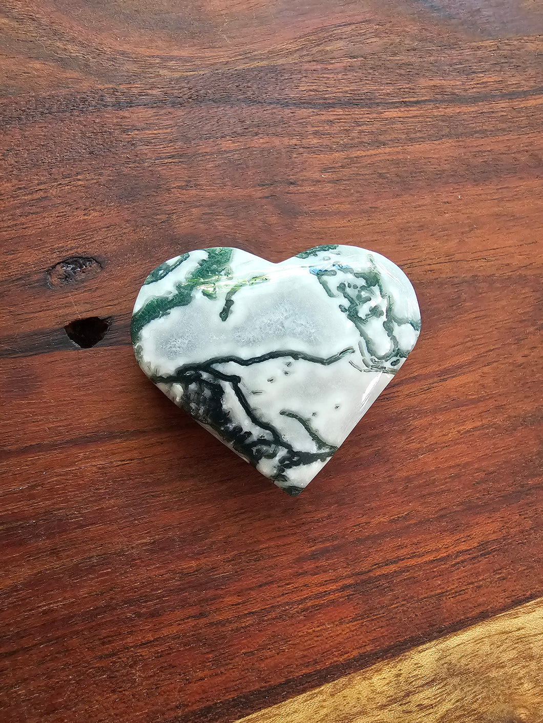 Moss Agate Puff Heart