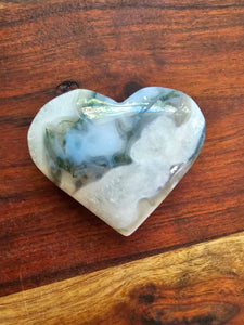 Moss Agate Puff Heart