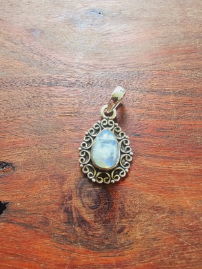 Rainbow Moonstone Stirling Silver Pendant