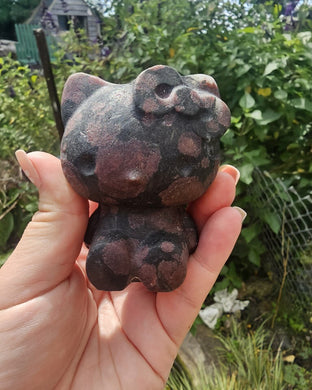 Garnet in Astrophylite Kitty Carving #1