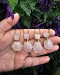 Rose Quartz Pendant- Fillable