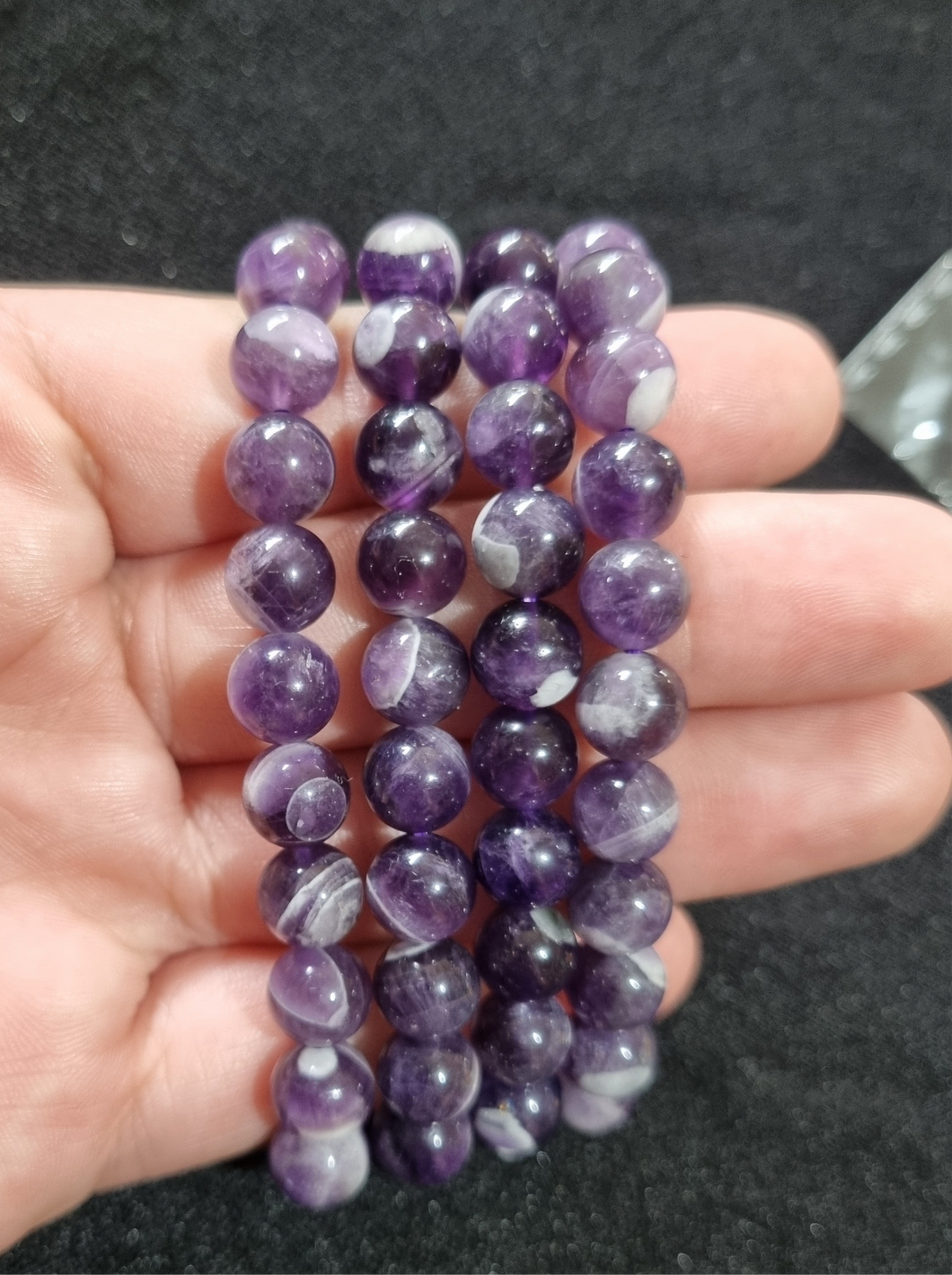 Chevron Amethyst Sphere Bead Bracelet