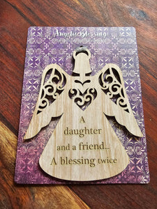 Angelic Blessings Wooden Hanging Ornament - Daughter