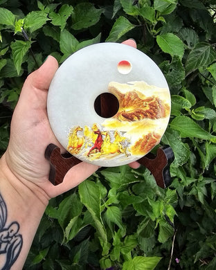 Large White Jade Donut with Print