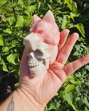 Load image into Gallery viewer, Pink Opal Skull with Wolf
