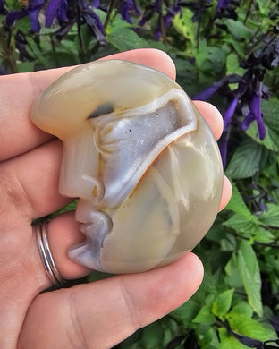 Natural Agate Moon Carving