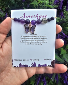 Amethyst Butterfly Adjustable Bracelet