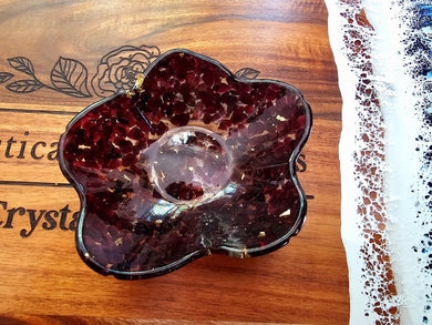 Red Garnet Resin Flower Bowl