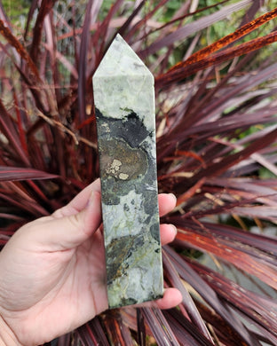 Mixed Jade Tower with Pyrite Inclusions