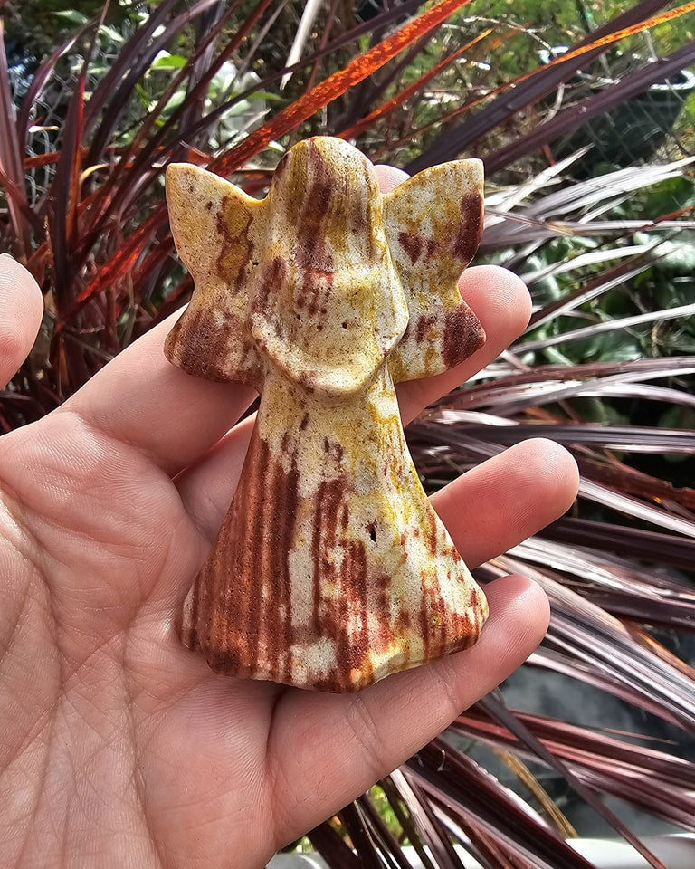 Pork Stone - Red Banded Calcite Angel