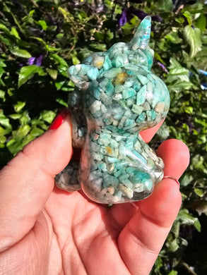 Amazonite Chip Filled Resin Unicorn