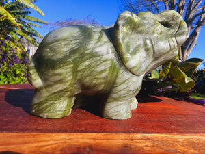 Green Jade Elephant Carving