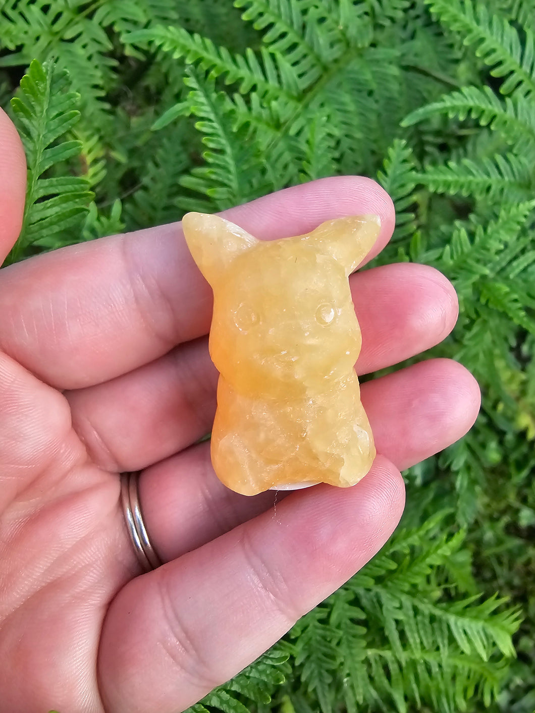 Yellow Calcite Pikachu Carving