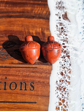 Red Jasper Acorn Carving