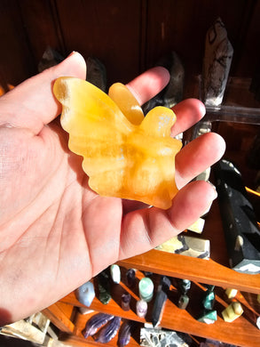 Yellow Calcite Fairy Carving