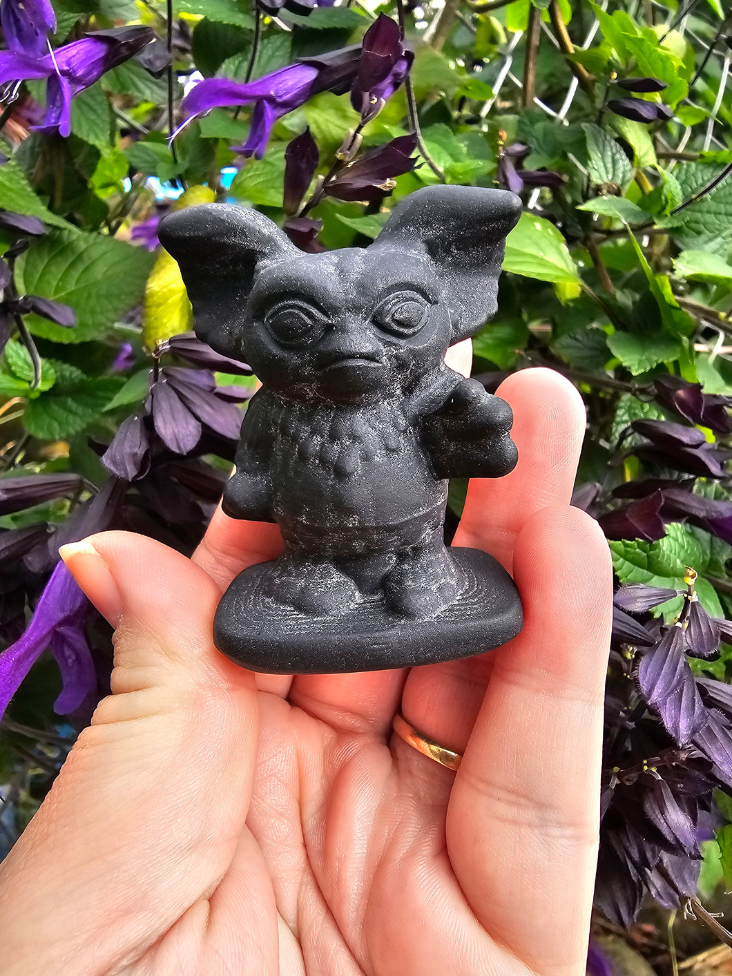 Unpolished Black Obsidian Gizmo Carving