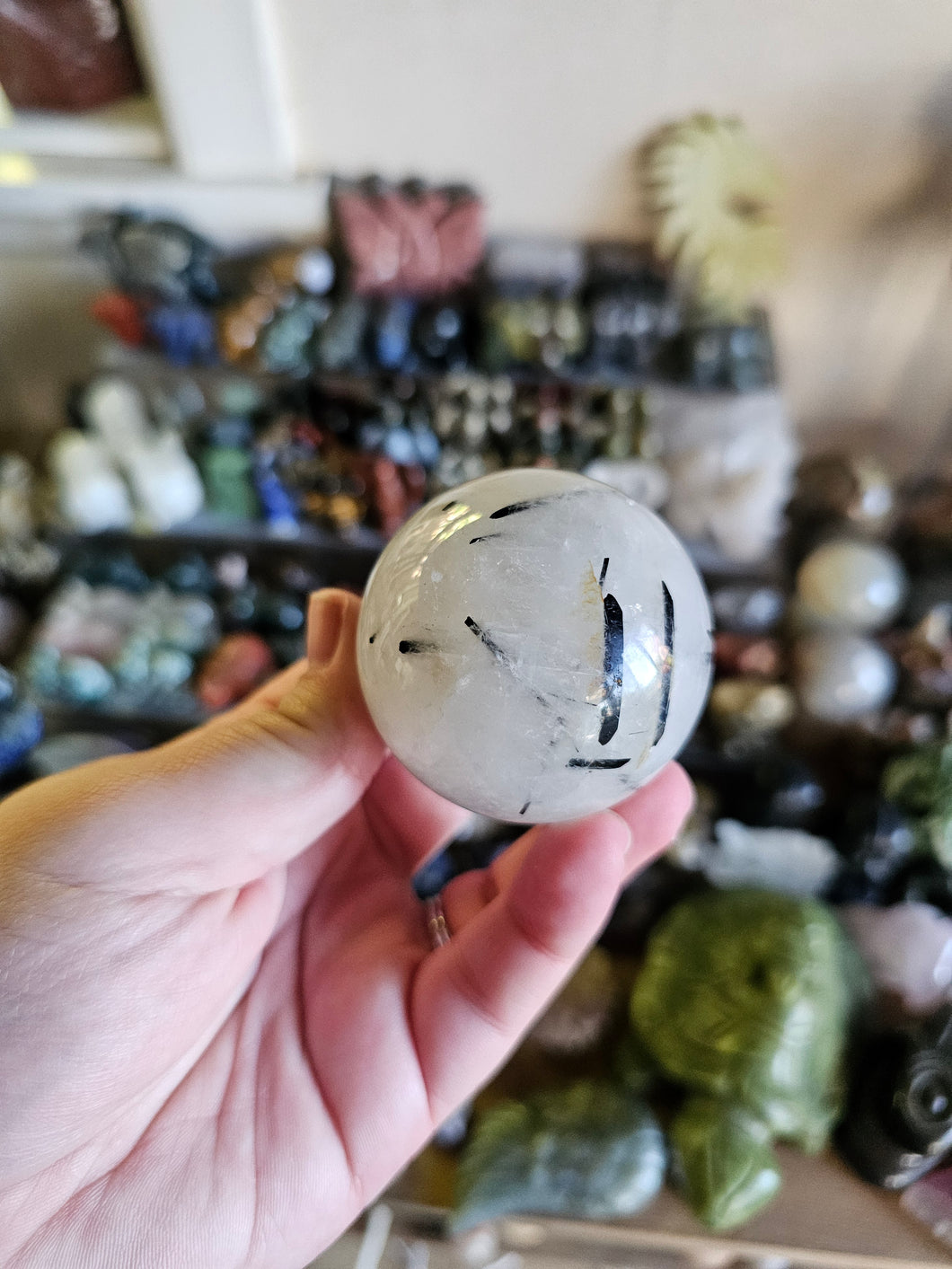Black Tourmaline In Quartz Sphere
