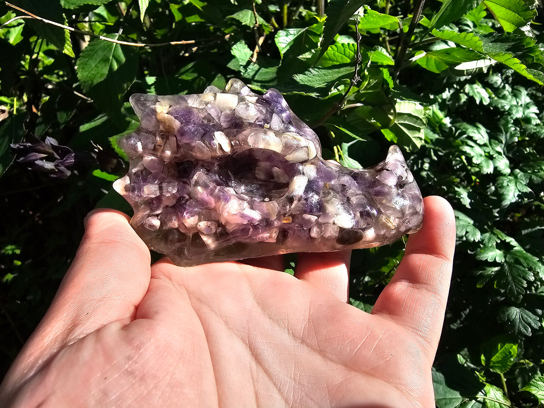 Resin Dragon Head with Amethyst Stones