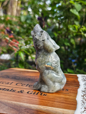 Labradorite Wolf Carving