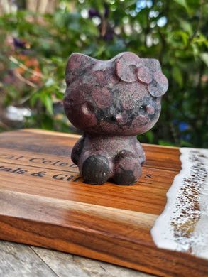 Garnet in Astrophylite Kitty Carving #2