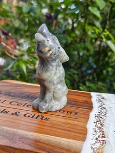 Labradorite Wolf Carving