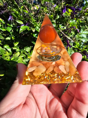 Orange Aventurine Resin Pyramid