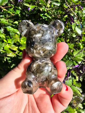 Labradorite Chip Filled Resin Bear