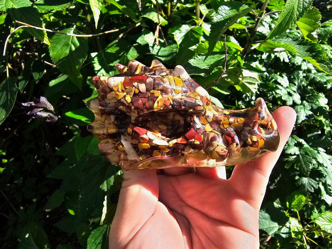 Resin Dragon Head with Mookaite Stones