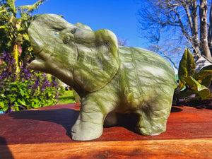 Green Jade Elephant Carving