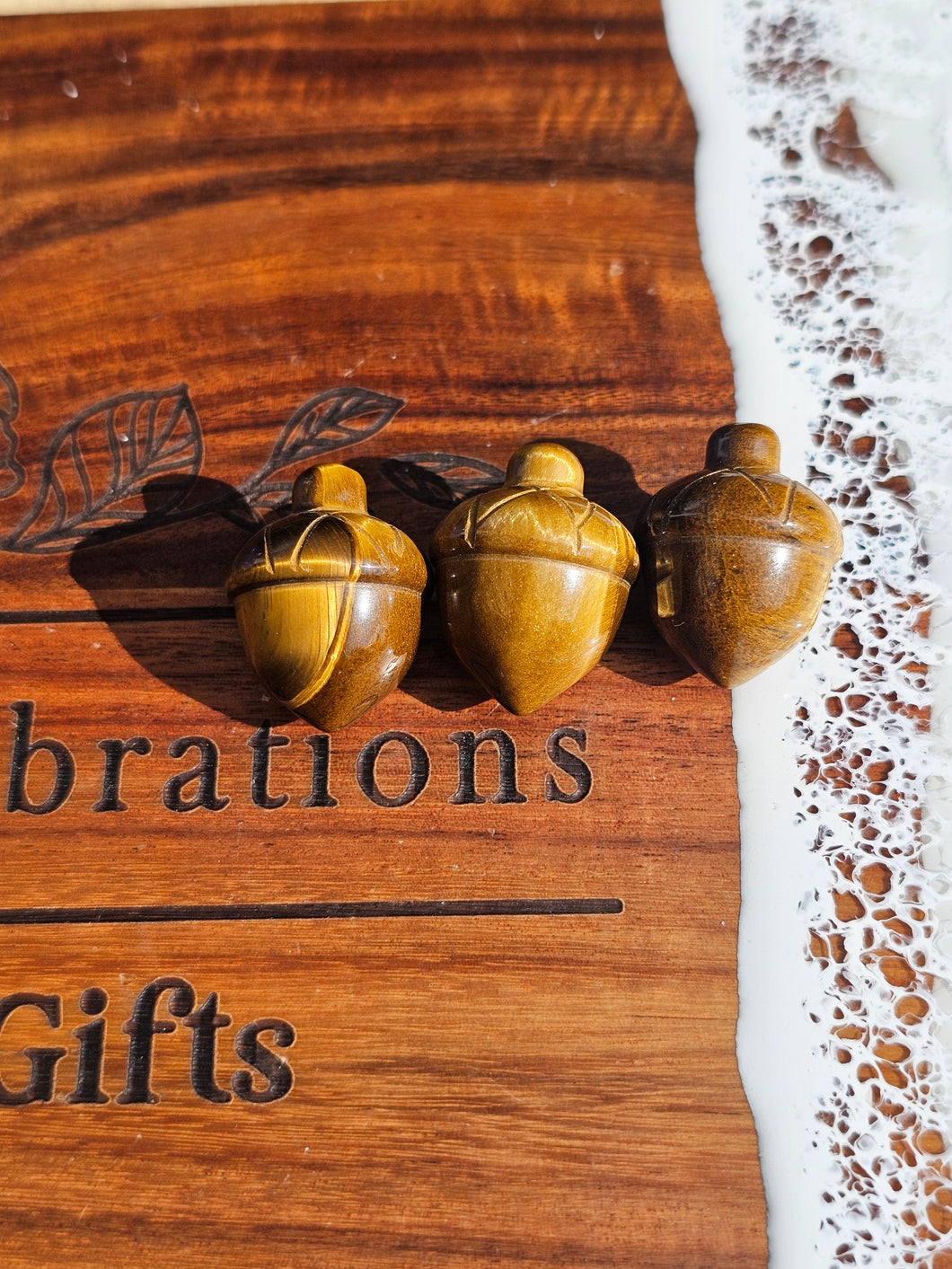 Tiger Eye Acorn Carving