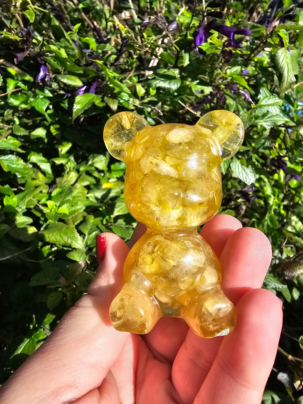 Citrine Chip Filled Resin Bear