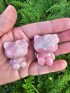 Pink Opal Kitty Carving