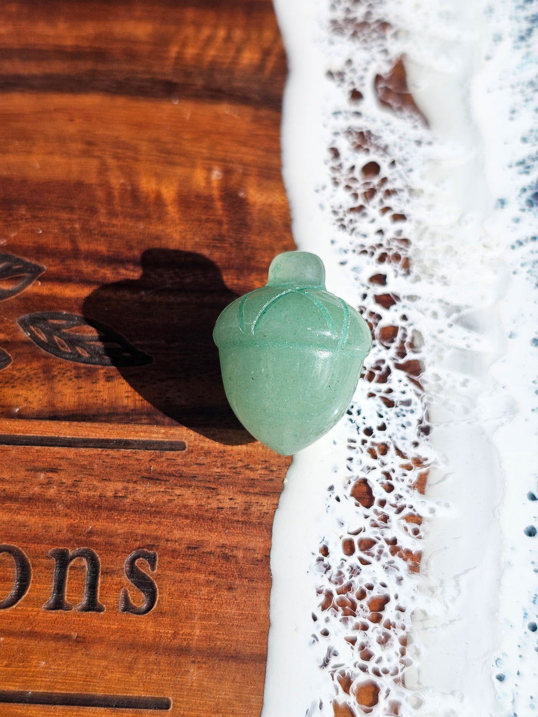 Green Aventurine Acorn Carving