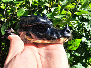 Resin Dragon Head with Black Obsidian Stones