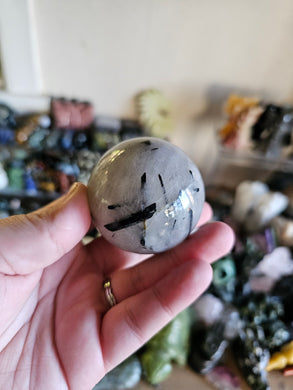Black Tourmaline In Quartz Sphere