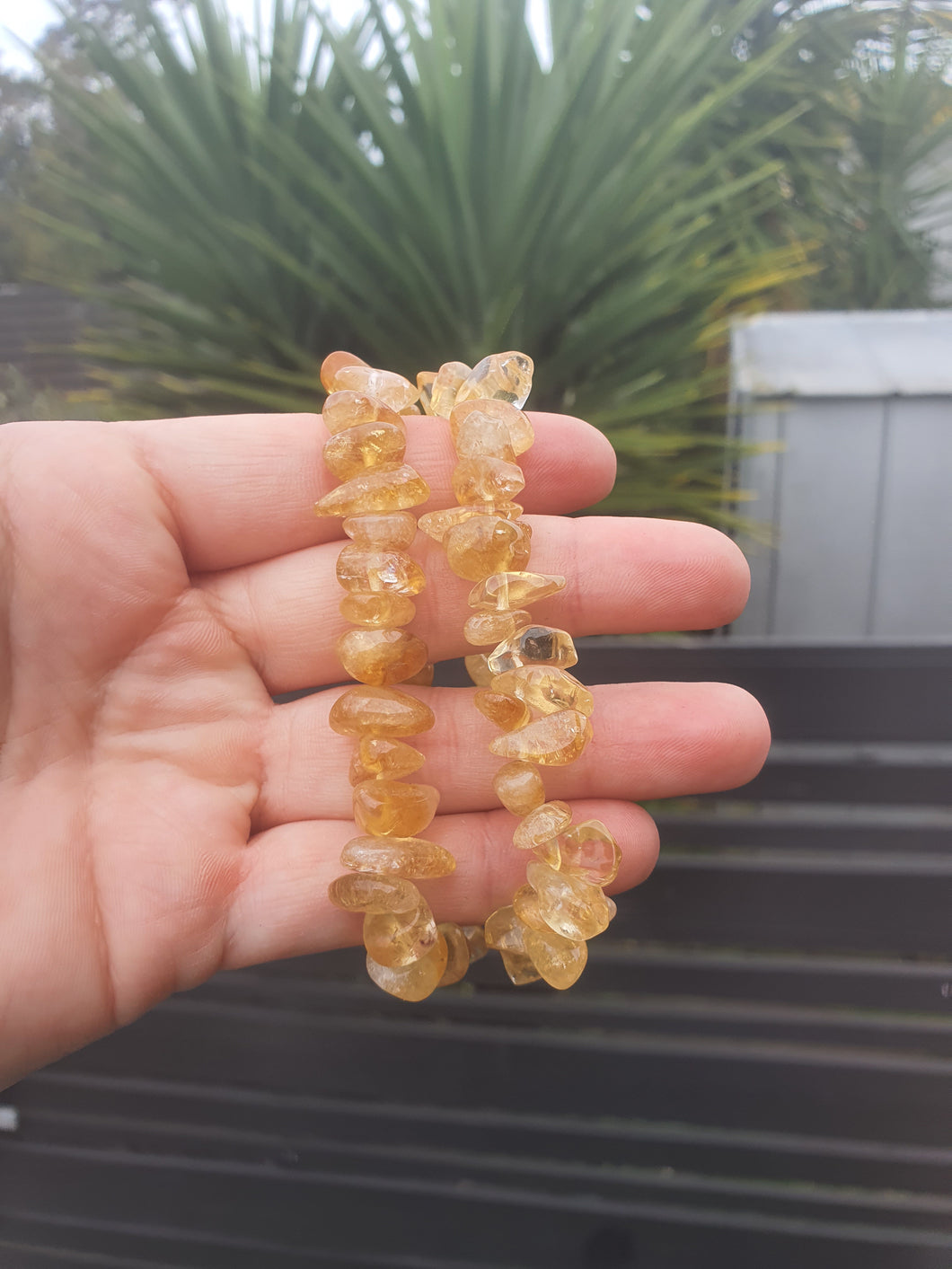 Heat Treated Dark Citrine Polished Chip Bracelet