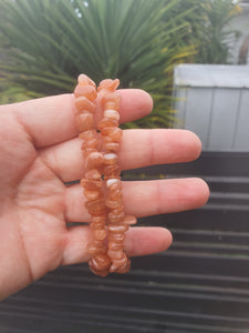 Peach Moonstone Polished Chip Bracelet