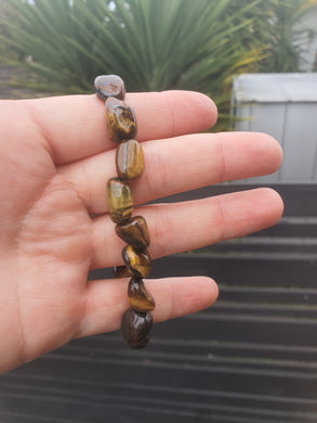 Blue & Gold Tiger Eye Tumble Bead Bracelet