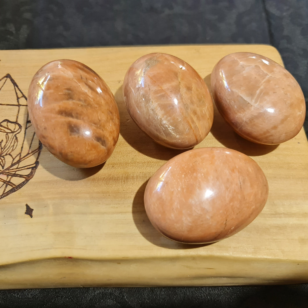 Peach Moonstone Palm Stone