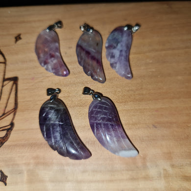 Purple Fluorite Wing Pendants