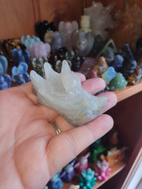 Natural Agate Geode Dragon Head