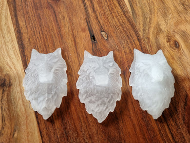 Selenite Wolf Heads