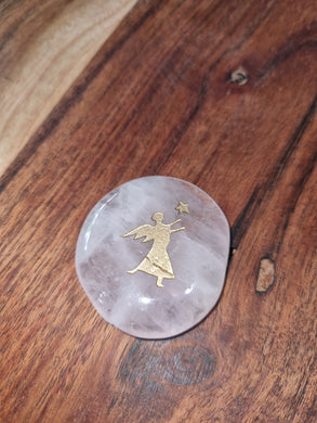 Etched Rose Quartz Flat Stone